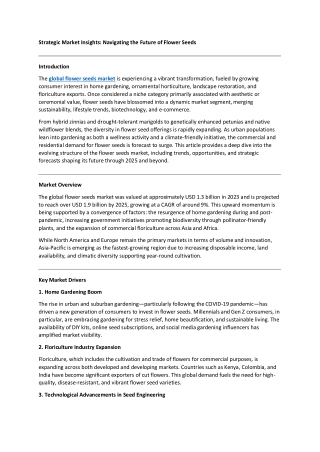 Strategic Market Insights: Navigating the Future of Flower Seeds