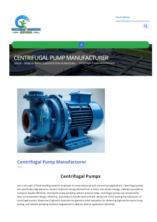 CENTRIFUGAL PUMP MANUFACTURER