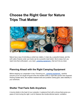 Make Your Next Trip Easier with These Camping Equipment Tips