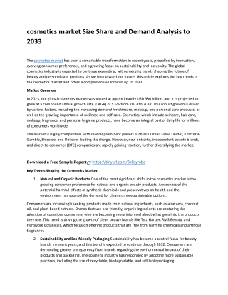 cosmetics market Size Share and Demand Analysis to 2033