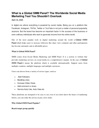 What is a Global SMM Panel The Worldwide Social Media Marketing Tool You Shouldn't Overlook