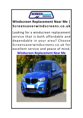 Windscreen Replacement Near Me  Screensaverwindscreens.co.uk