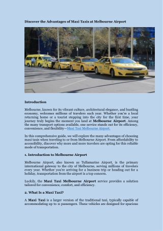 Discover the Advantages of Maxi Taxis at Melbourne Airport