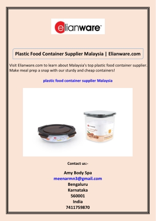 Plastic Food Container Supplier Malaysia Elianware.com
