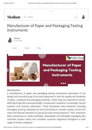 Manufacturer of Paper and Packaging Testing Instruments