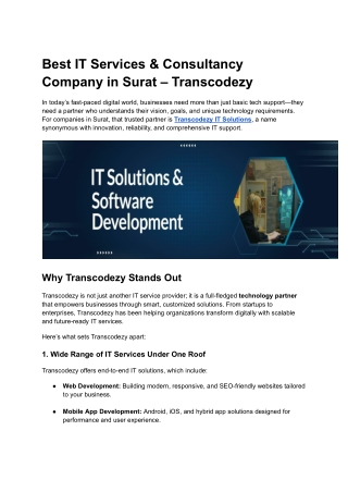 Best IT Services & Consultancy Company in Surat - Transcodezy
