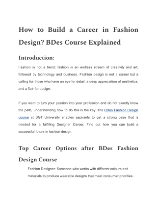 How to Build a Career in Fashion Design_ BDes Course Explained