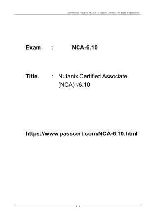 NCA-6.10 Nutanix Certified Associate (NCA) v6.10 Dumps