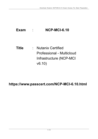 Nutanix Multicloud Infrastructure NCP-MCI-6.10 Dumps