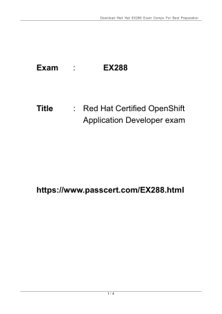 EX288 Red Hat Certified OpenShift Application Developer Dumps