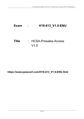 H19-413_V1.0-ENU HCSA-Presales-Access V1.0 Dumps