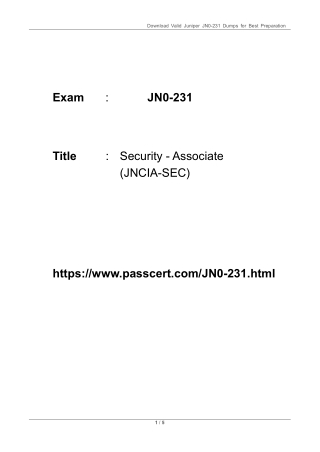JN0-231 Security - Associate (JNCIA-SEC) Dumps