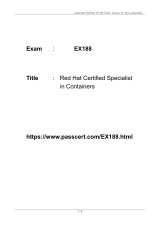 EX188 Red Hat Certified Specialist in Containers Dumps