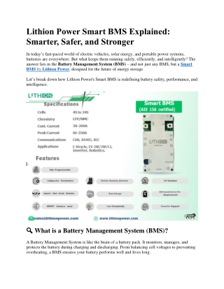 Lithion Power Smart BMS Explained
