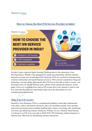 How to Choose the Best IVR Service Provider in India