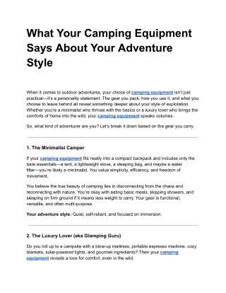 What Your Camping Equipment Says About Your Adventure Style
