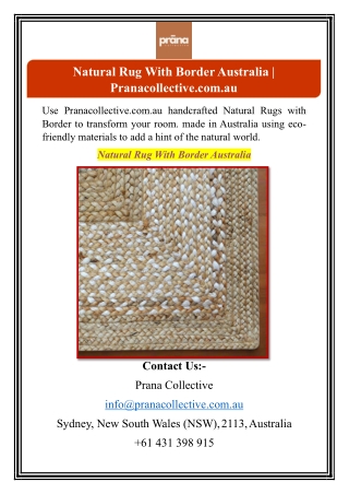 Natural Rug With Border Australia | Pranacollective.com.au