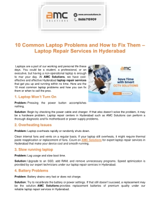 10 Common Laptop Problems and How to Fix Them – Laptop Repair Services in Hyderabad