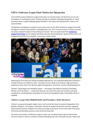 UEFA Conference League Final Chelsea face Djurgarden