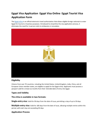 Egypt Visa Application  Egypt Visa Online  Egypt Tourist Visa Application Form