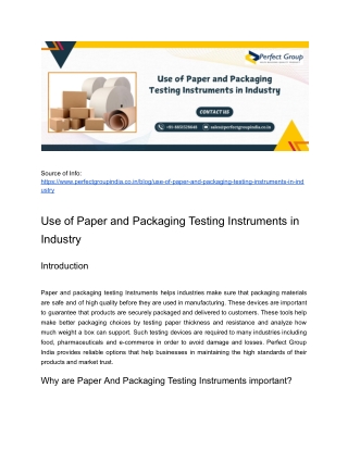 Use of Paper and Packaging Testing Instruments in Industry