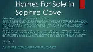 Homes For Sale in Saphire Cove