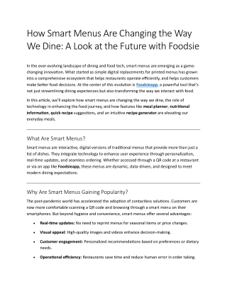 How Smart Menus Are Changing the Way We Dine A Look at the Future with Foodsie