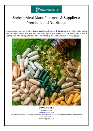 Shrimp Meal Manufacturers & Suppliers: Premium and Nutritious