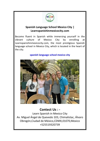 Spanish Language School Mexico City  Learnspanishinmexicocity.com