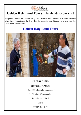 Golden Holy Land Tours | Holylandviptours.net