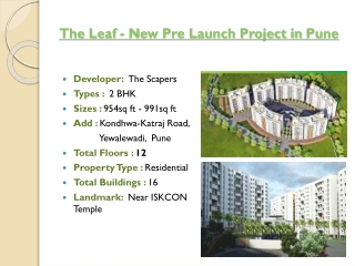 The Leaf New Pre Launch Project at Katraj-Kondhwa Road Pune