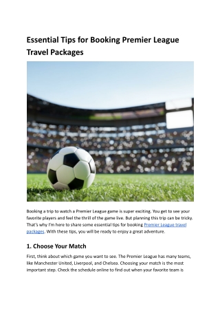 Essential Tips for Booking Premier League Travel Packages