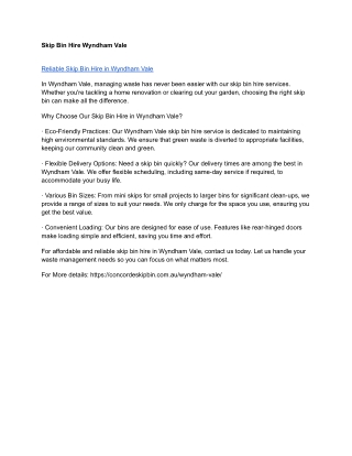 Skip Bin Hire Wyndham Vale _ Concordeskipbins