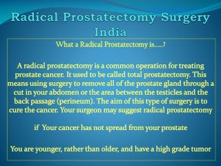 Radical Retropubic Prostatectomy India