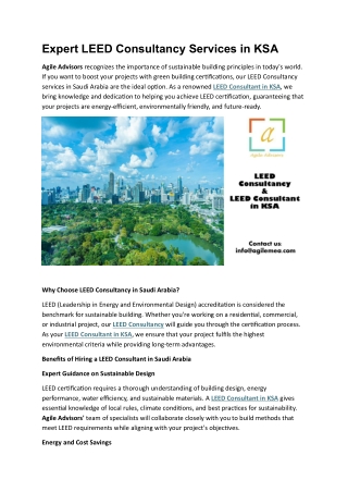 Expert LEED Consultancy Services in KSA