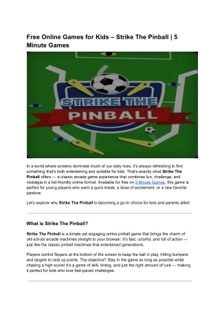 Free Online Games for Kids – Strike The Pinball _ 5 Minute Games