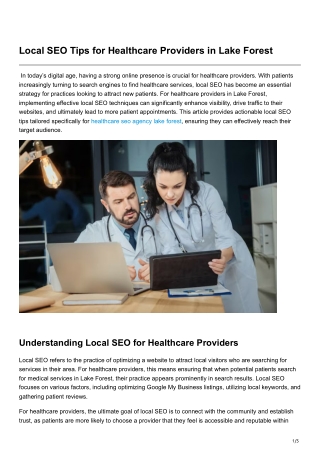 Local SEO Tips for Healthcare Providers in Lake Forest