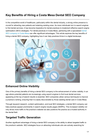 Key Benefits of Hiring a Costa Mesa Dental SEO Company
