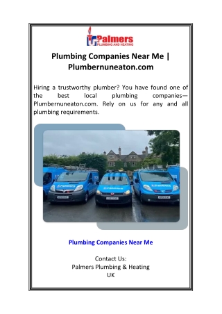 Plumbing Companies Near Me  Plumbernuneaton.com