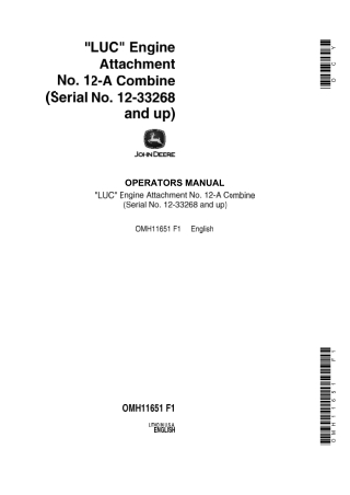 John Deere LUC Engine Attachment NO.12-A Combine Operator’s Manual Instant Download (PIN12-33268 and up) (Publication No