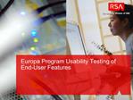 Europa Program Usability Testing of End-User Features
