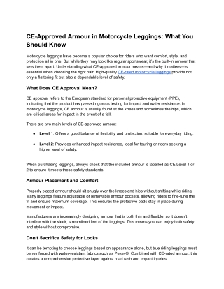CE-Approved Armour in Motorcycle Leggings_ What You Should Know