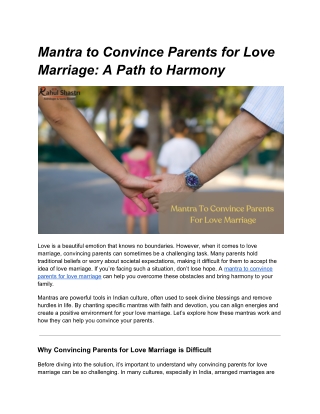 mantra to convince parents for love marriage - Google Docs