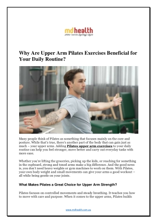 Why Are Upper Arm Pilates Exercises Beneficial for Your Daily Routine