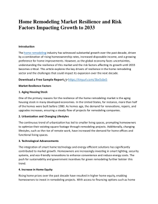 Home Remodeling Market Resilience and Risk Factors Impacting Growth to 2033