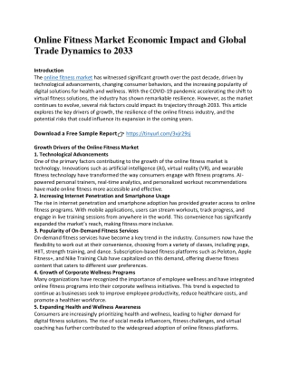 Online Fitness Market Economic Impact and Global Trade Dynamics to 2033