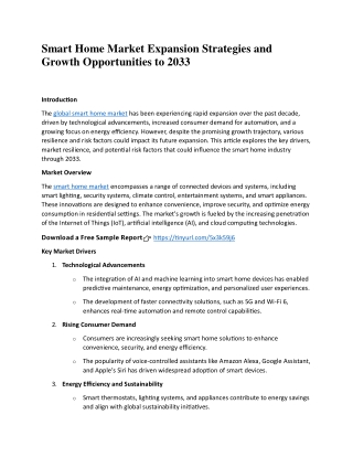 Smart Home Market Expansion Strategies and Growth Opportunities to 2033
