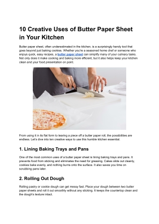 10 Creative Uses of Butter Paper Sheet in Your Kitchen