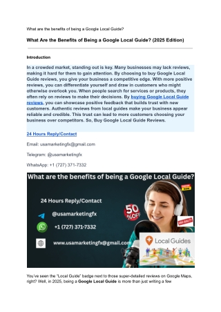 What are the benefits of being a Google Local Guide