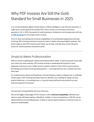 Why PDF Invoices Are Still the Gold Standard for Small Businesses in 2025